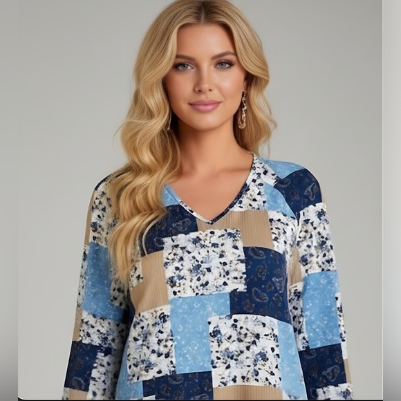 Patchwork & Floral Print Ruffle Hem Dress - Picture 2 of 6